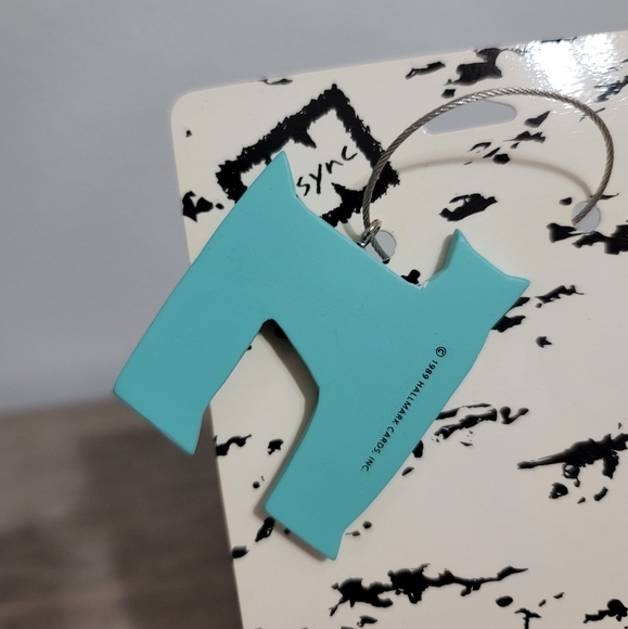 1989 Aryn Rothstein Vintage Keychain Turquoise Blue Spotted Dog In Sync Hallmark - Picture 6 of 6